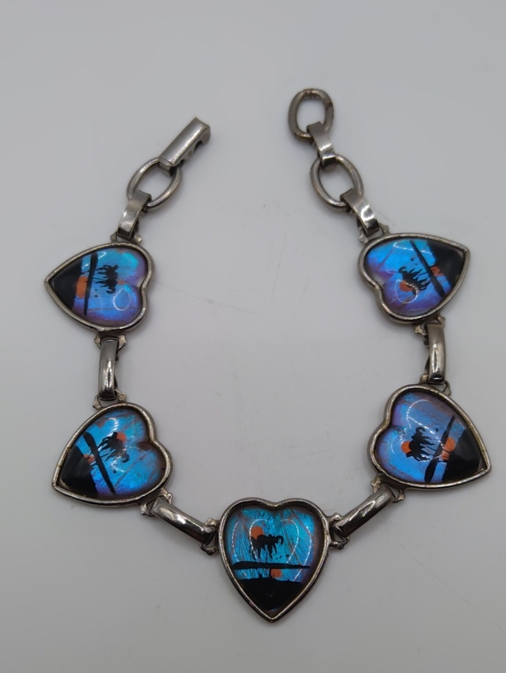 Frederick Hoffman Heart Butterfly Morpho Bracelet 7.25"